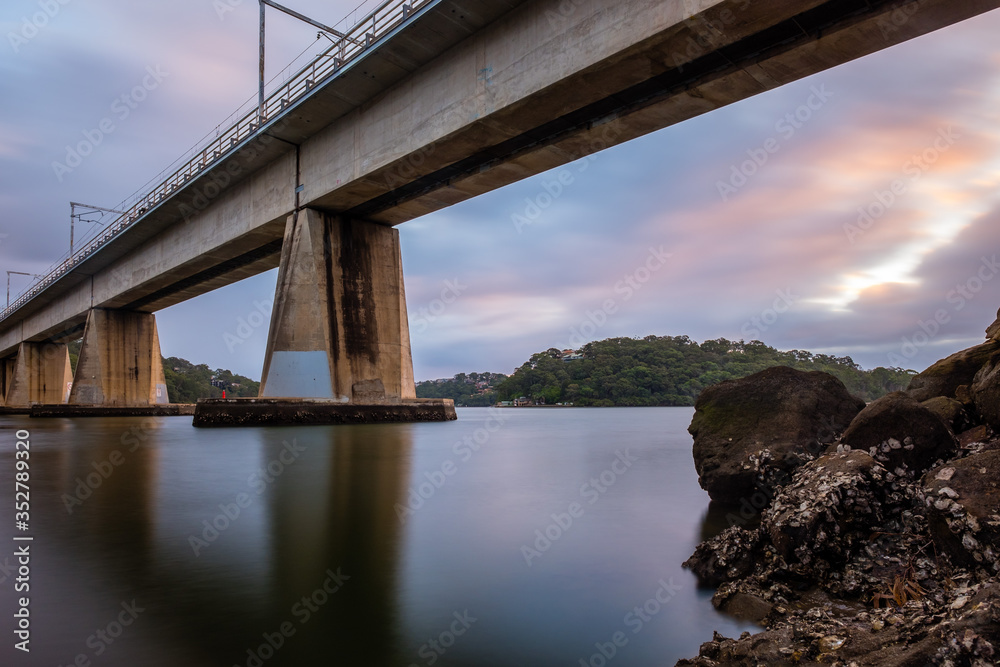 Como railway bridge across Georges river between the Sydney suburbs of Oatley and Como Como railway bridge across Georges river between the Sydney suburbs of Oatley and Como