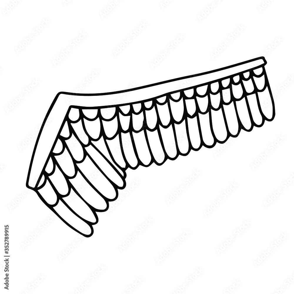 Obraz premium Coloring book page. Wing. Line art. Ethnic style. Creative abstraction. Decorative hand drawn element. Vector EPS 10.