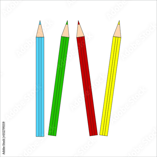 colored wooden pencils. Illustrator for web and mobile design.