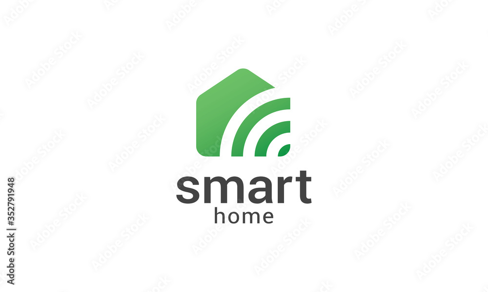 Modern, abstract and minimalist design of a house and WiFi signal. Modern, abstract and minimalist design of a house and WiFi signal.