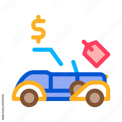 car for auction icon vector. car for auction sign. color symbol illustration