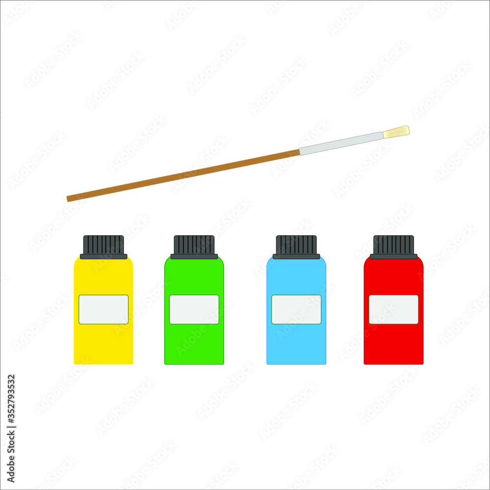 Fototapeta premium colored tempera pots. Illustrator for web and mobile design.
