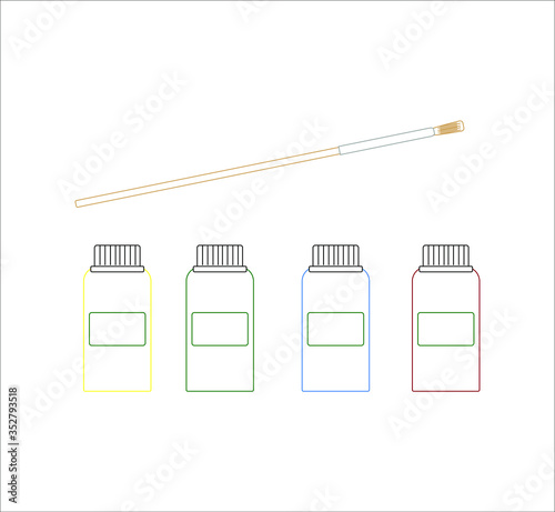 colored tempera pots. Illustrator for web and mobile design.