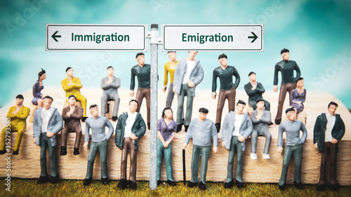 Street Sign Emigration versus Immigration