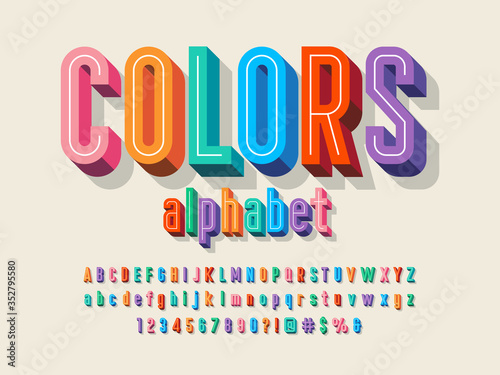 Vector of 3D bold colorful alphabet design