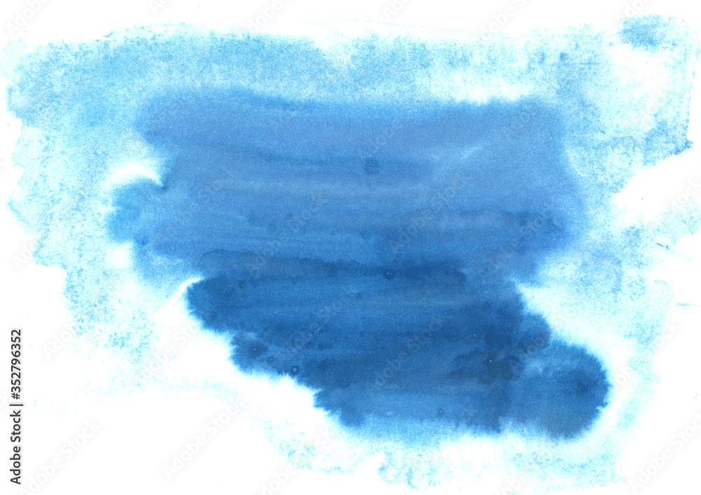 Blue abstract watercolor macro texture background. Colorful handmade technique aquarelle.