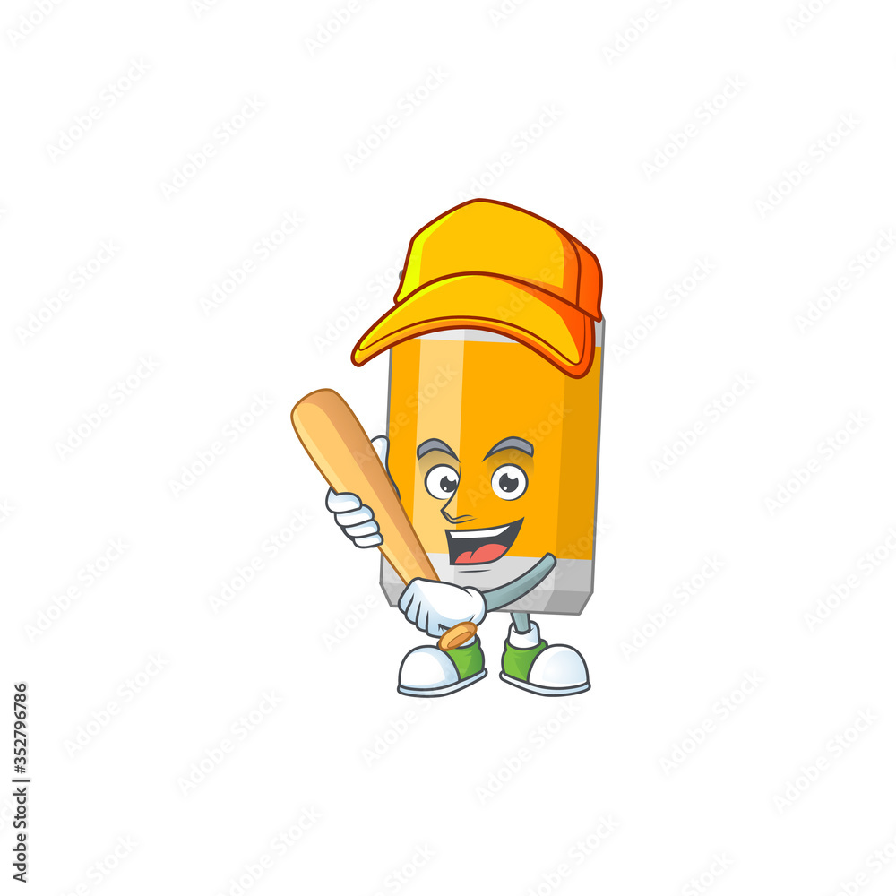 cartoon design concept of beer can playing baseball with stick cartoon design concept of beer can playing baseball with stick