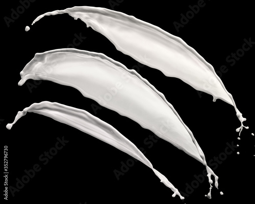 beautiful white paint splash isolated on black background