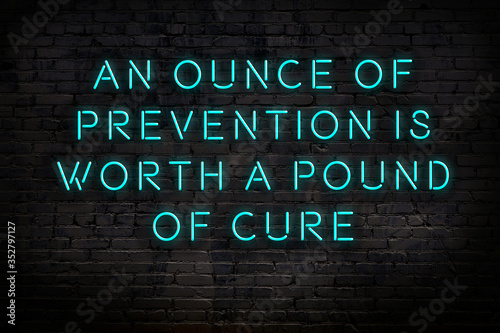 Canvas Print Wise quote. Neon inscription against brick wall