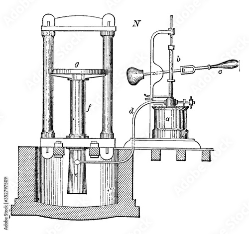 Hydraulic Press, vintage illustration.