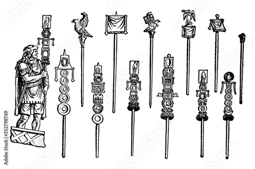 Roman Standards, vintage illustration.
