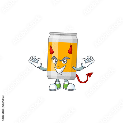 A cartoon image of beer can as a devil character