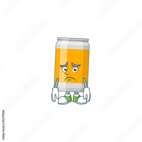 Beer can Caricature design picture showing worried face