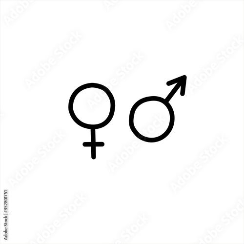 Female and male genger symbols hand drawn outline doodle icon. Sex and gender diversity concept vector simple sketch illustration for print, web, mobile and infographics isolated on white background