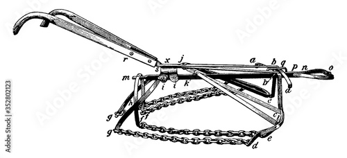 Hinds Chain Cultivator, vintage illustration