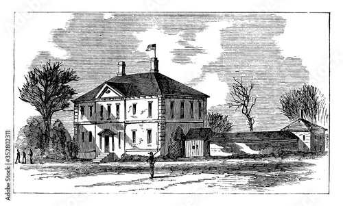 Burnard's House, vintage illustration.