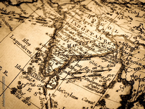 アンティークの世界地図　インド