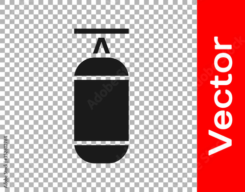 Black Punching bag icon isolated on transparent background. Vector Illustration