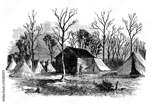 Battle of Shiloh, vintage illustration.