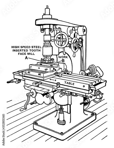 Milling Machine, vintage illustration