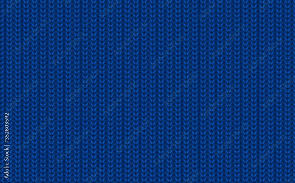 Knitted seamless pattern. Knit blue pattern. Winter background. Knitting woolen. Knitwear texture. Knitted jumper. Knit design fabric for gift wrappers, wallpapers, wrappings paper, prints. Vector