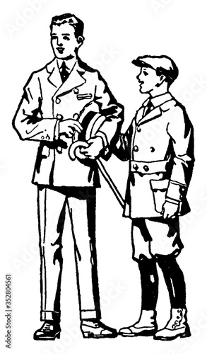 Chivalrous And Courteous Boys, vintage illustration.