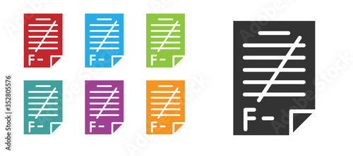Black Exam paper with incorrect answers survey icon isolated on white background. Bad mark of test results. Set icons colorful. Vector Illustration © Kostiantyn
