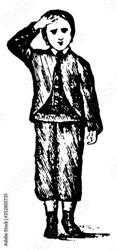 Boy Saluting, vintage illustration.