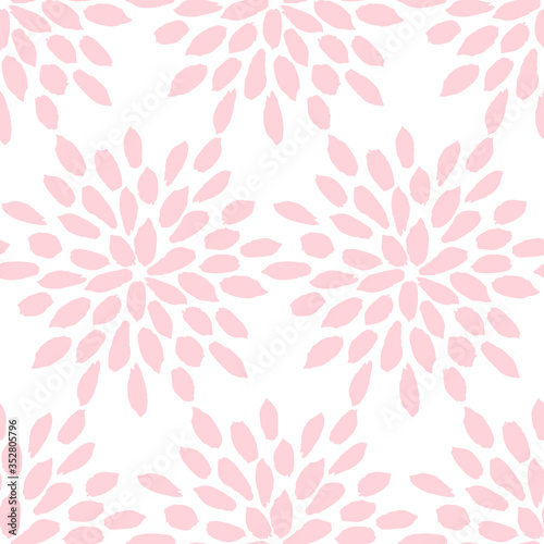 Cute floral watercolor seamless pattern with pastel pink doodle flowers, leaves. Botanical vector hand drawn texture, background for textile print, wallpaper, wedding invitation, greeting card.