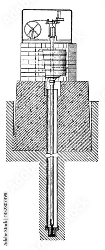 Pendulum Seismograph, vintage illustration.