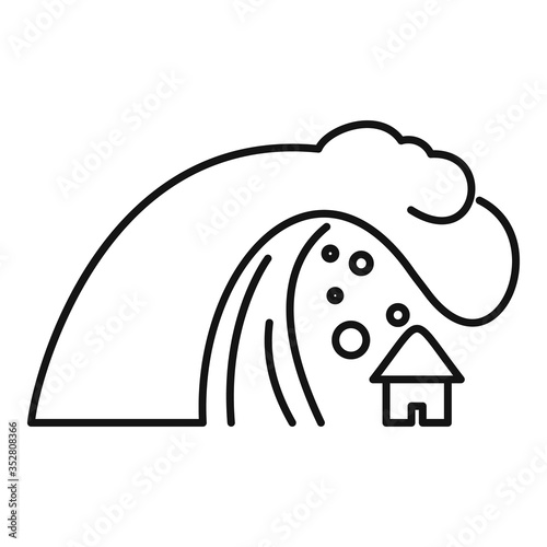 black tsunami wave over house clip art preview
