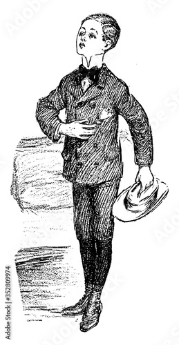 Young Boy, vintage illustration.
