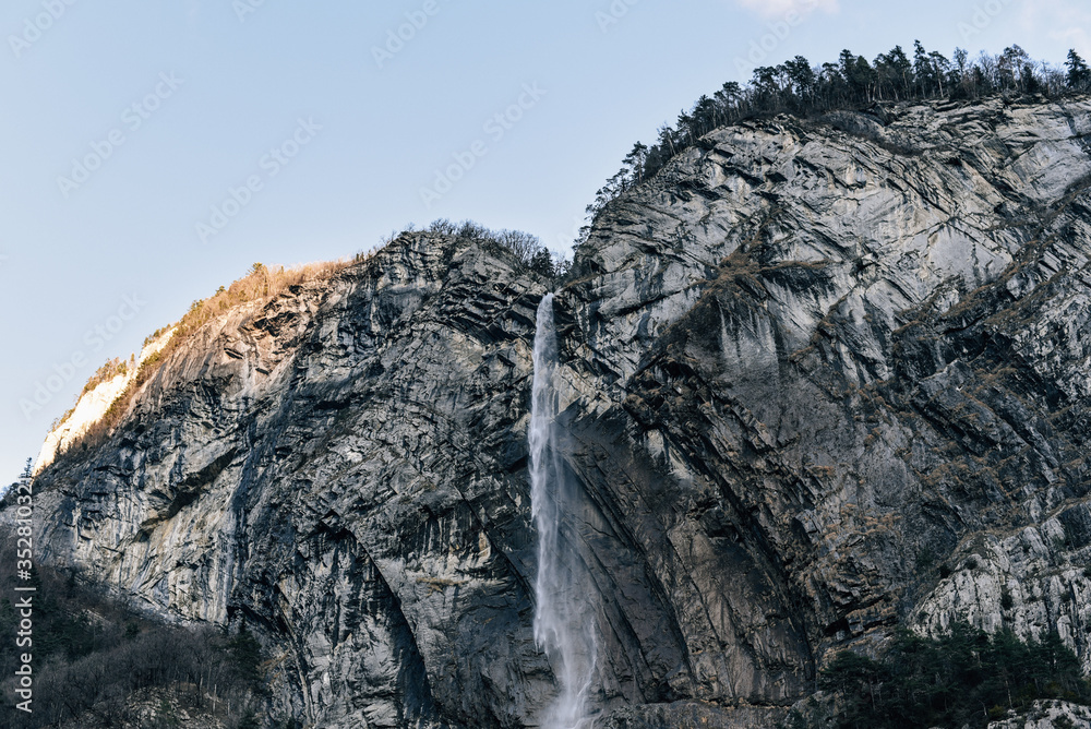 small but high mountain waterfall