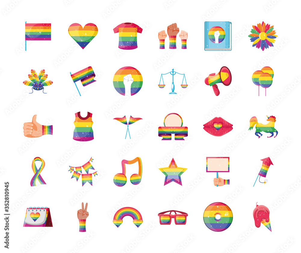 set of icons gay pride set of icons gay pride