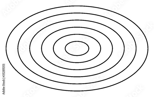 Six Concentric Curve, vintage illustration.