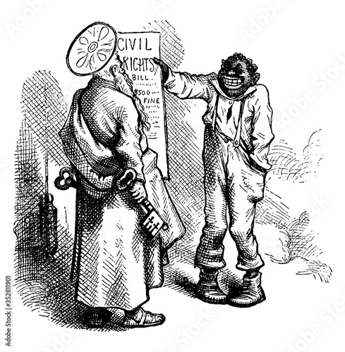 Civil Rights Act of 1875, vintage illustration.