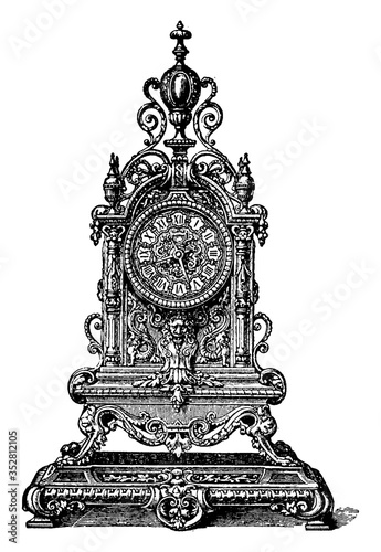 Clock, vintage illustration.