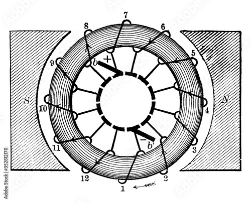 Commutator, vintage illustration.