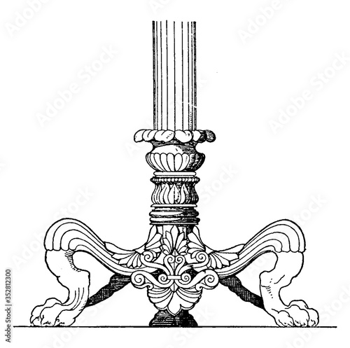 Antique Candelabrum Base, vintage illustration.