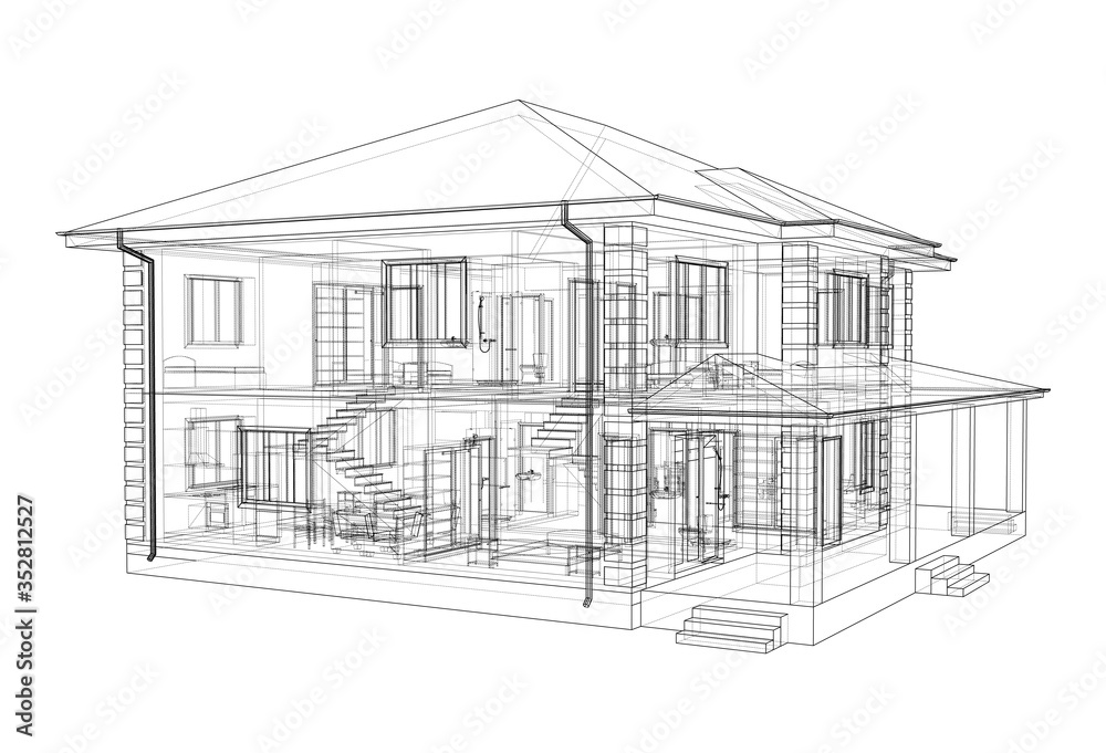Abstract vector sketch of a house