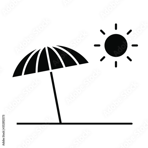 Beach umbrella outline vector icon. sunshade illustration sign collection. holiday symbol. summer logo.