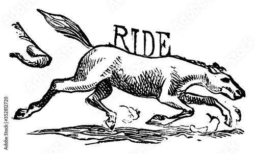 Running Horse, vintage illustration.