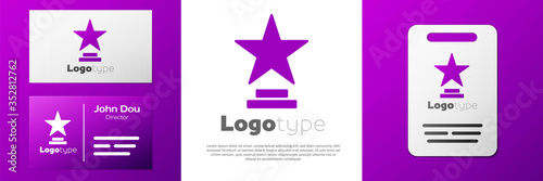 Logotype Movie trophy icon isolated on white background. Academy award icon. Films and cinema symbol. Logo design template element. Vector Illustration