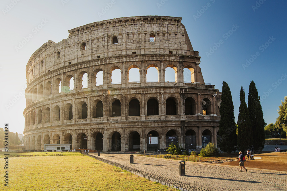 Coliseum in Rome at sunrise, Rome