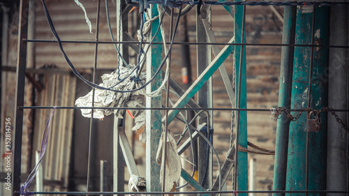 Rows of rods connected to metal pole