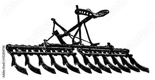Curved Knife Harrow, vintage illustration.