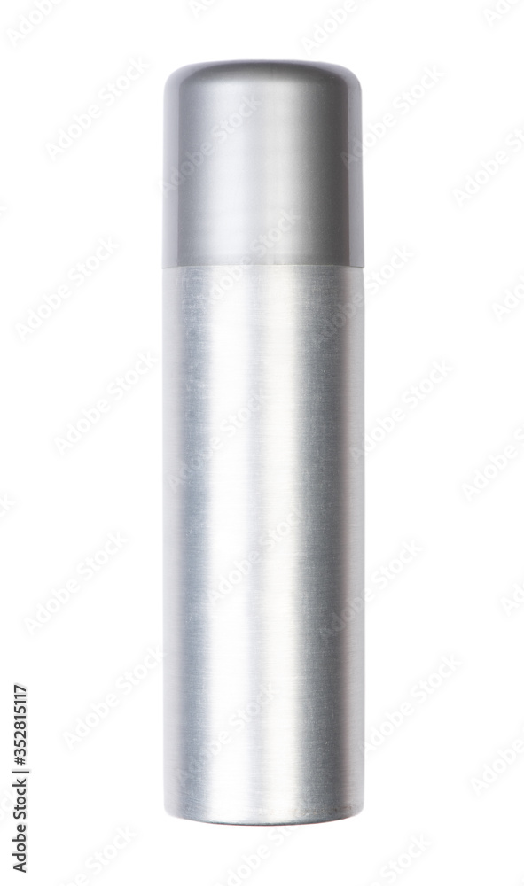 Blank aluminum spray can with closed cap isolated Blank aluminum spray can with closed cap isolated