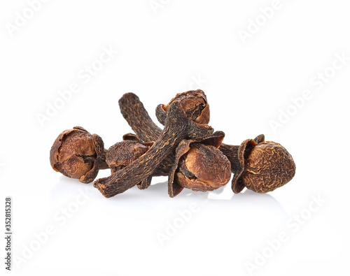 Close up of dry cloves on white background
