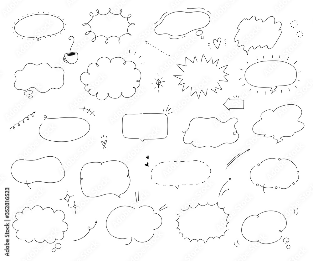 Obraz premium シンプルでおしゃれな手書きの吹き出し／イラスト／ふきだし