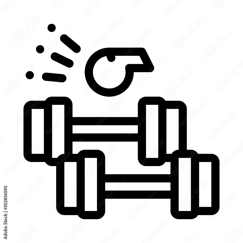 dumbbell pull under whistle of coach icon vector. dumbbell pull under whistle of coach sign. isolated contour symbol illustration dumbbell pull under whistle of coach icon vector. dumbbell pull under whistle of coach sign. isolated contour symbol illustration